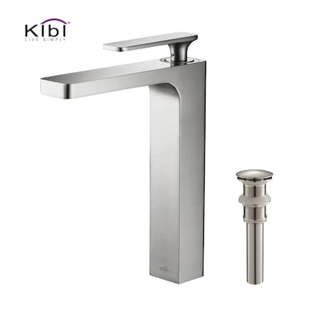 Kibi Infinity Single Handle Bathroom Vessel Sink Faucet with Pop Up Drain C-KBF1007BN-KPW101BN